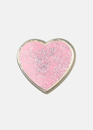 GLITTER PINK HEART WATCH CHARM