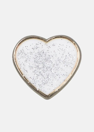 GLITTER WHITE HEART WATCH CHARM