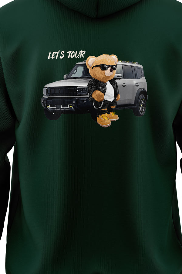 LET'S TOUR TEDDY HOODIE - DARK GREEN